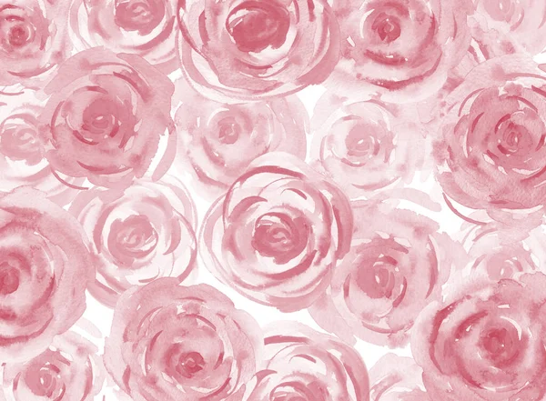 Różowy akwarela Rose tle. Akwarela różowy Pastel Roses Kwiaty Ilustracja na białym. — Zdjęcie stockowe