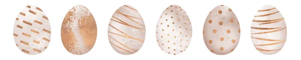 Akvarel Velikonoční vejce dekorace. Ručně kreslené ilustrace ve stylu akvarelu izolované na bílém pozadí. — Stock fotografie