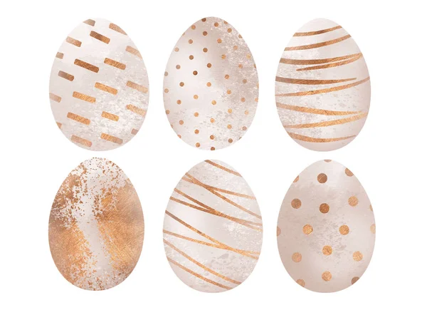 Sada velikonočních vajec. Akvarelové ilustrace izolované na bílém pozadí. — Stock fotografie