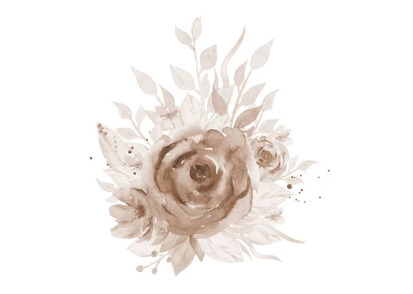Flores secas. Acuarela Hojas ilustración Planta Pintura aislada sobre fondo blanco. Imágenes de stock libres de derechos