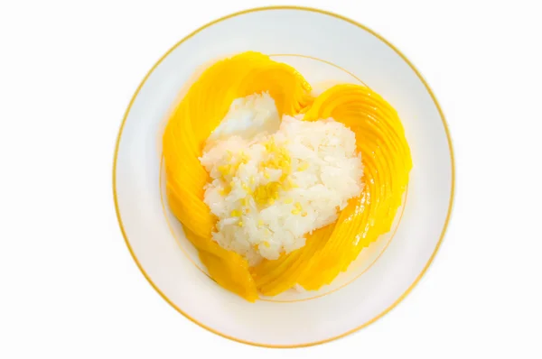 Mangue au lait de coco sur riz collant thaï — Photo