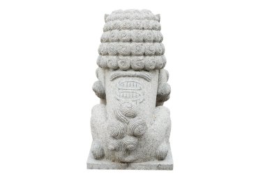 Çin İmparatorluk aslan heykeli, beyaz zemin üzerine izole