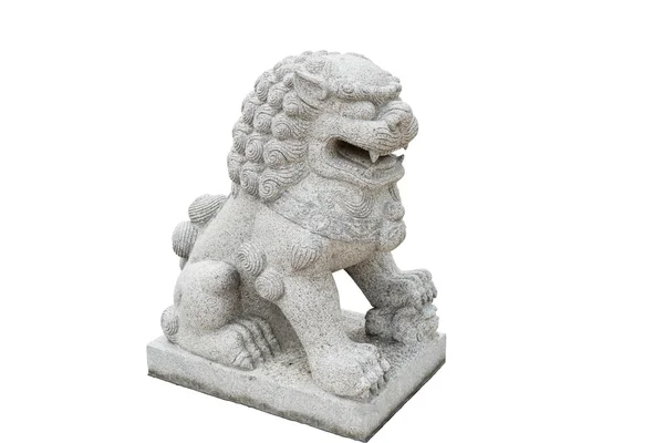 Standbeeld van Chinese keizerlijke Leeuw, geïsoleerd op witte achtergrond — Stockfoto