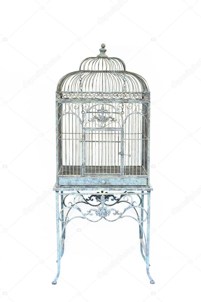 Big bird cage vintage style isolated background