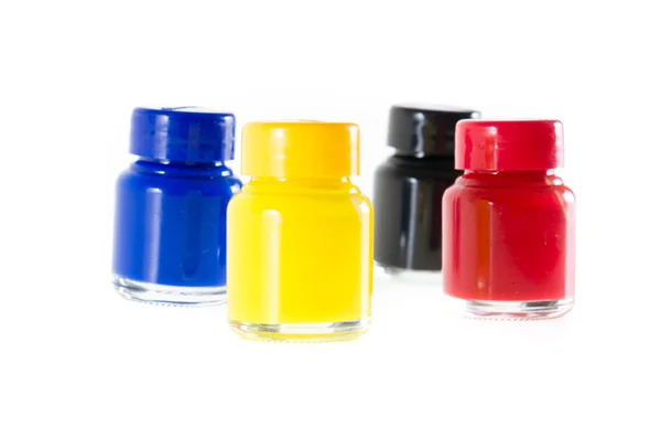 Garrafas de tinta em cores cmyk — Fotografia de Stock