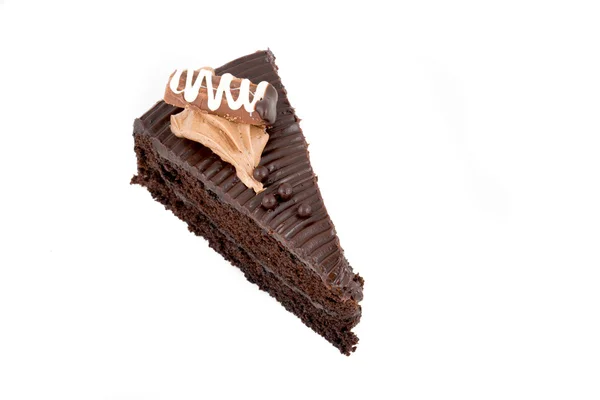 Torta al cioccolato con mousse sopra — Foto Stock