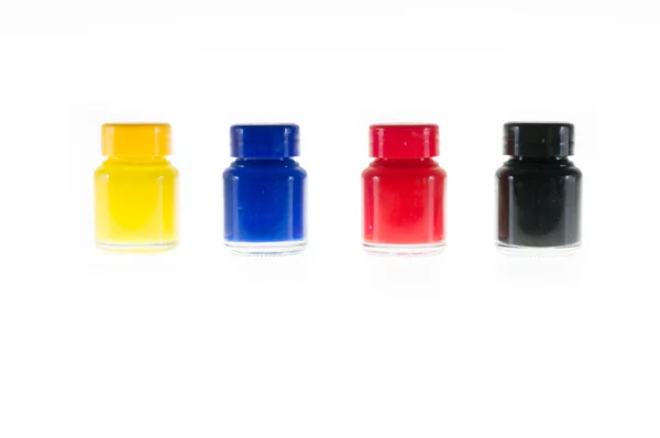 Cmyk renk mürekkep şişesi — Stok fotoğraf