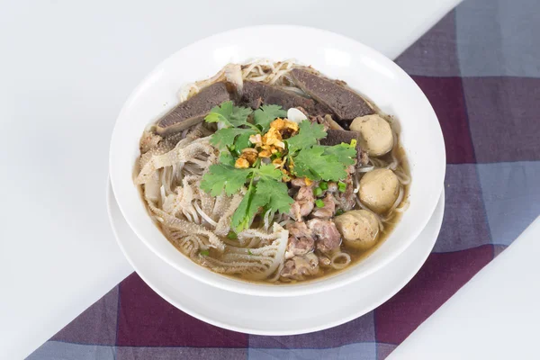 Combination Beef Noodle with beef ball, beef tripe, beef liver — Stock Photo, Image