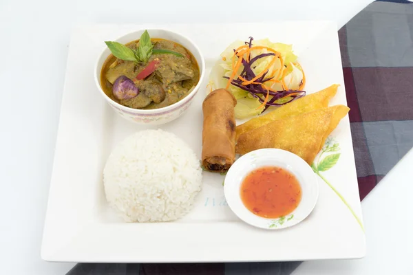 Grön curry med ånga ris — Stockfoto