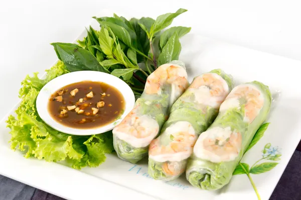Fresh Roll with shrimp inside — Stock Photo, Image