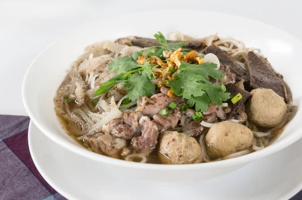 Combination Beef Noodle with beef ball, beef tripe, beef liver — Stock Image Combination Beef Noodle with beef ball, beef tripe, beef liver Stock Photo
