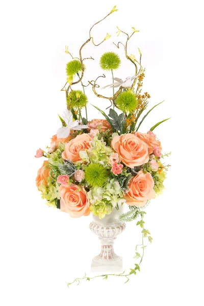 Украшение искусственный пластиковый цветок с винтажным дизайном вазы, 2 — стоковое фото