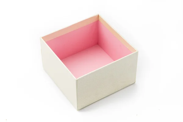 Caja de regalo vacía sin color rosa presente en el interior —  Fotos de Stock