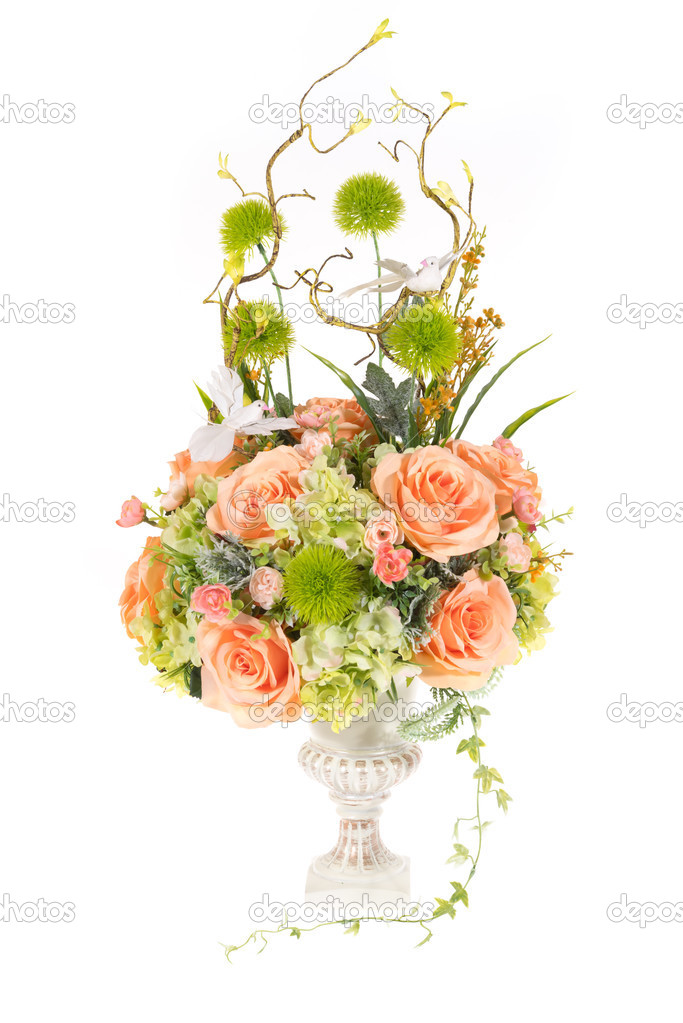 Decoration artificial plastic flower with vintage design vase, 2