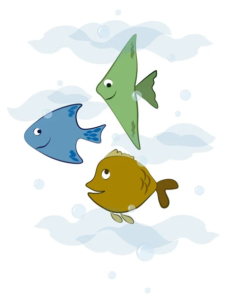 아이들 방을 위한 웃긴 물고기 포스터, 티셔츠에 인쇄 — 스톡 사진