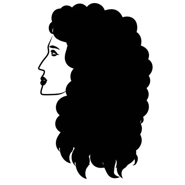 Perfil de una mujer con cabello ondulado negro — Foto de Stock