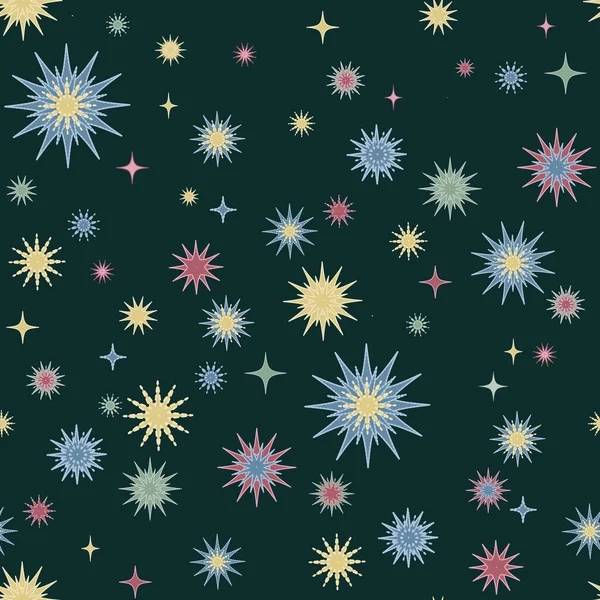 Boyalı çok renkli yıldızlar, kusursuz desenli soyut.