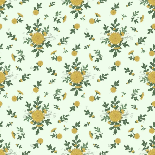 Motif floral avec bouquets de fleurs jaunes — Image vectorielle