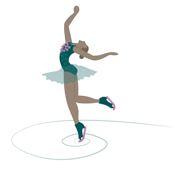Jovem patinadora de gelo feminina realiza rotação. Patinação artística — Fotografia de Stock