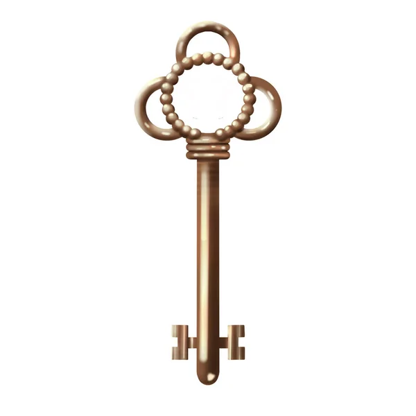 Vintage Schlüssel Isoliert Skizzenset Antiker Goldener Türschlüssel Und Skelett Mit — Stockfoto