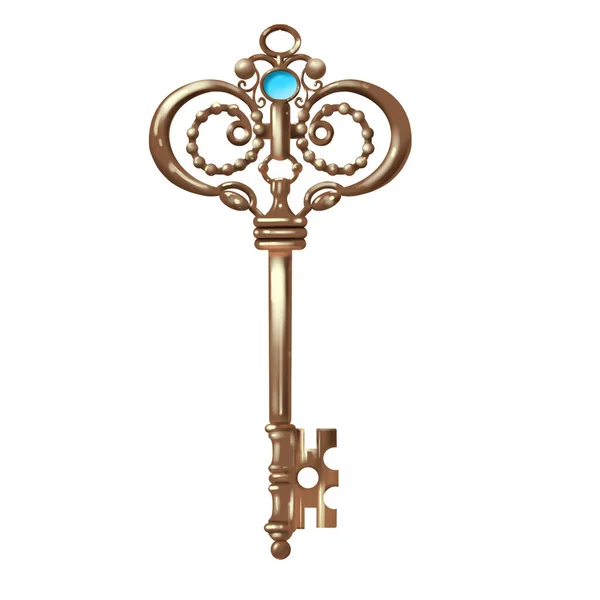 Vintage Κλειδί Απομονωμένο Σύνολο Σκίτσο Αντικέ Χρυσό Κλειδί Πόρτας Και — Φωτογραφία Αρχείου