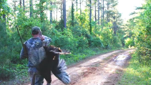 Cazador con Wild Turkey — Vídeos de Stock