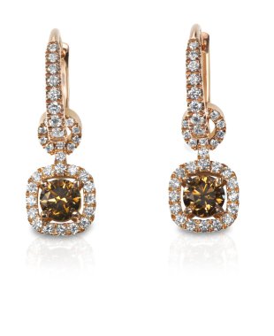 çikolata kahverengi diamond drop tarzı dangle küpe