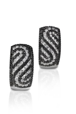 Black and White Diamond  Swirl Earrings clipart