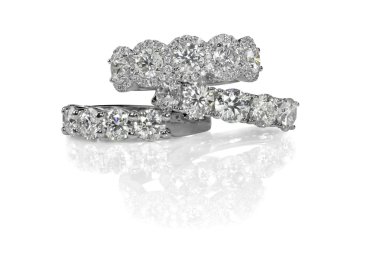 Cluster stack of diamond wedding engagment rings clipart