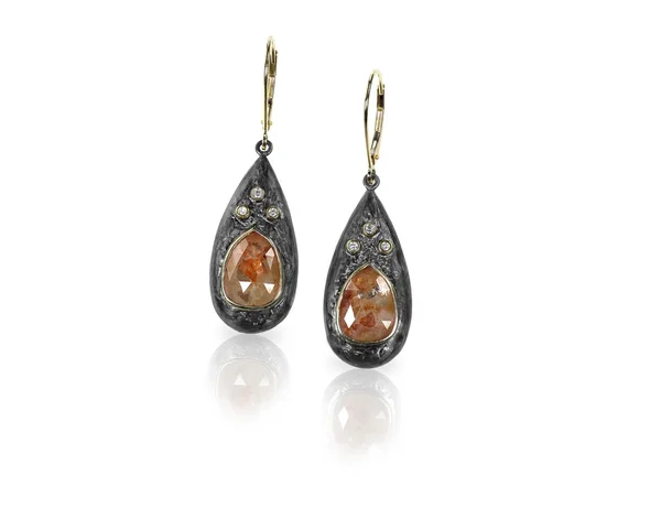 Chocolate Brown Diamond estilo drop dangle Brincos — Fotografia de Stock