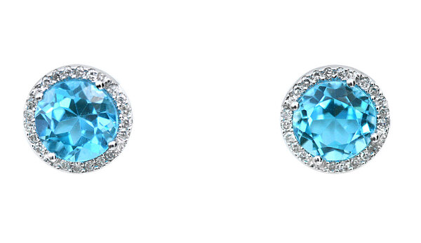 Blue Gemstone and diamond earrings