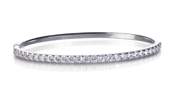 Diamant et or blanc bracelet de couleur argent — Photo