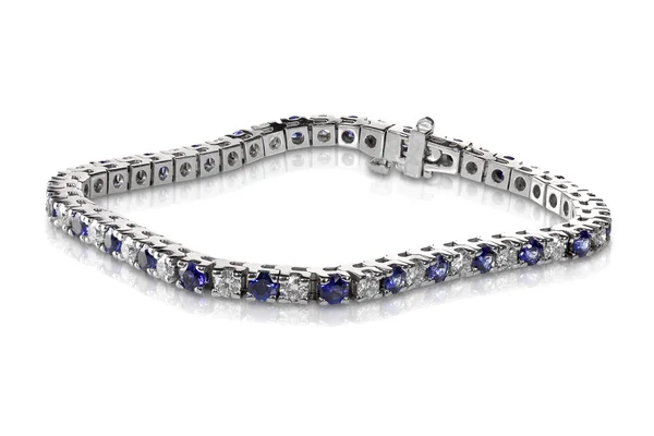 Bracciale tennis con diamanti e zaffiro — Foto Stock