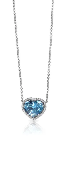 Blue Gemstone dan Diamond Pendant Necklace — Stok Foto