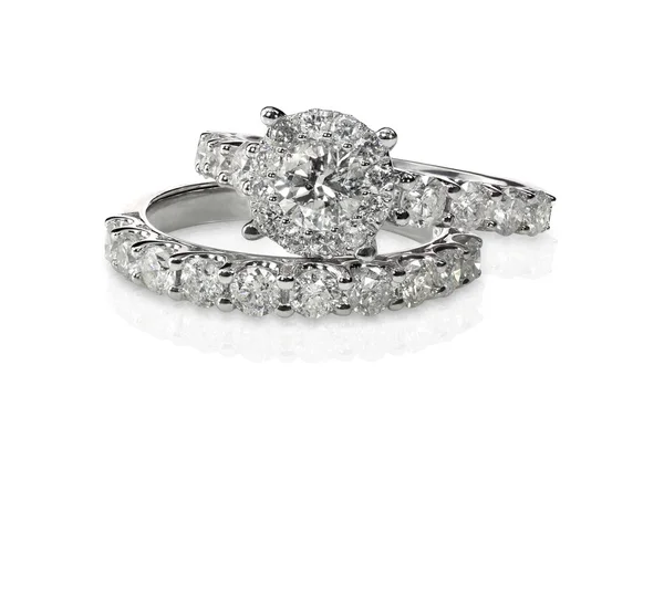 Cluster stack of diamond wedding engagment rings — Stock Photo, Image