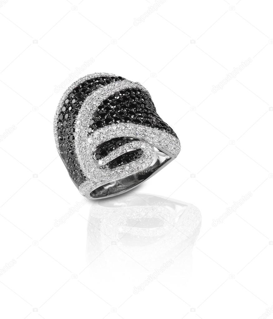 Black Onyx and Diamond Pave Wedding  Anniversary Ring