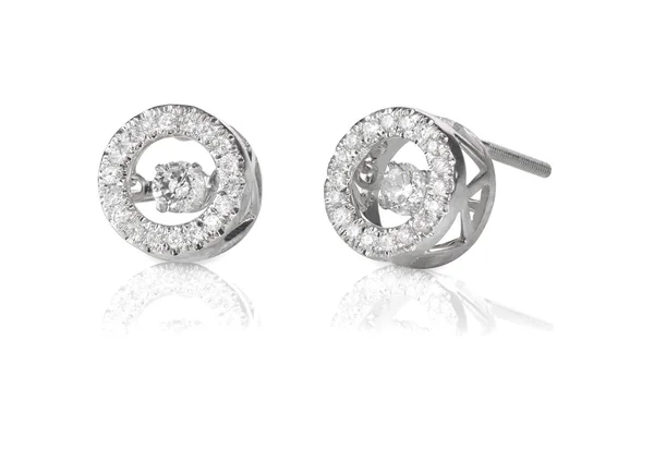 Boucles d'oreilles goujon flottant Halo diamant — Photo