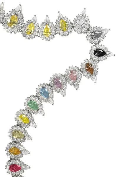 Multi Colored Fancy Diamond necklace — Stock Photo, Image