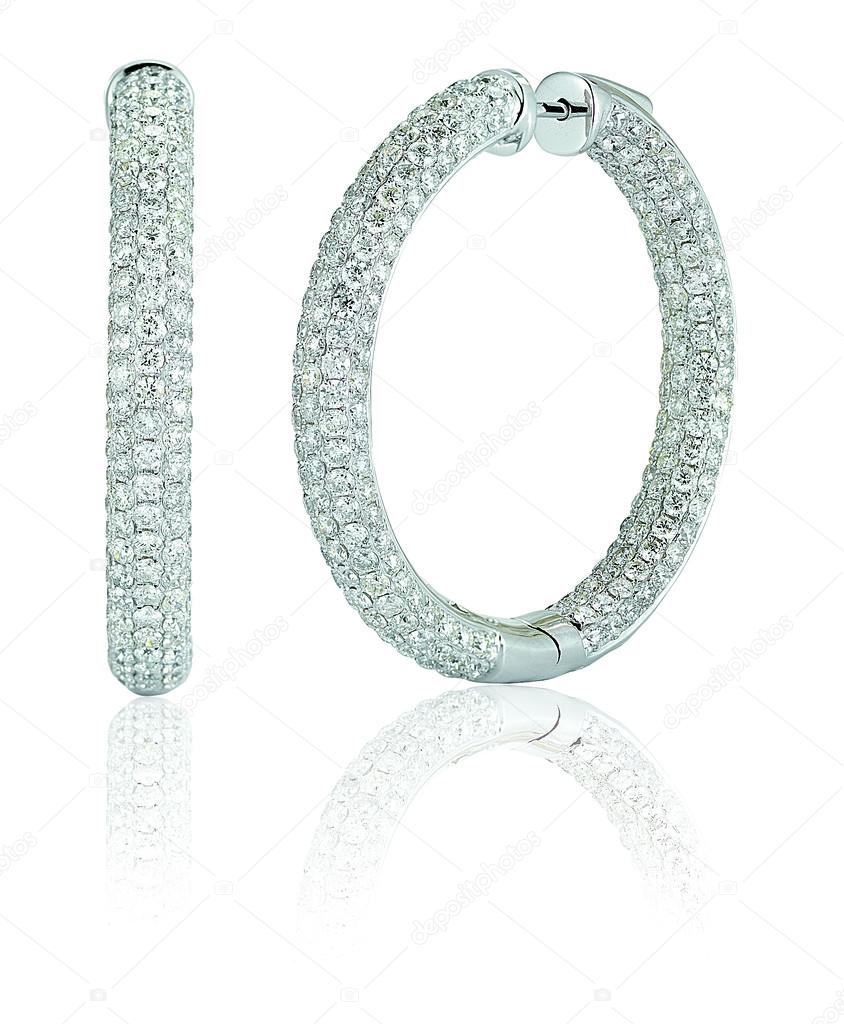 Large Diamond Pave hoop earrings