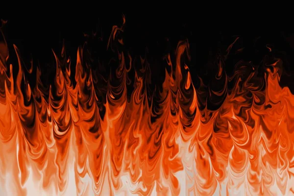 Oranje Vlammen Branden Een Zwarte Achtergrond — Stockfoto