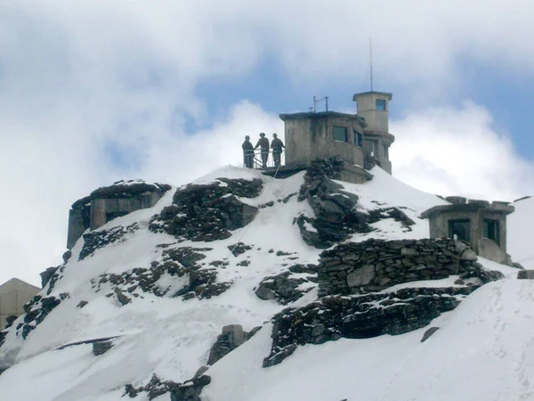 Border guards of the People Liberation Army (PLA) kept vigil snow-covered Laltin Cantonment at Nathula Pass an Indo-China border situated at 14,500 ft altitude in East Sikkim.