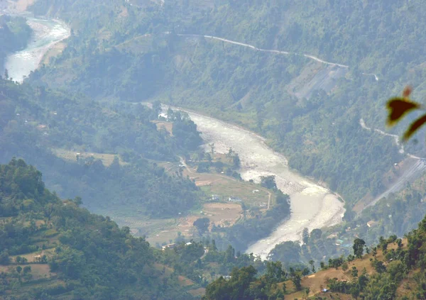 Panoramic View Verdant Green Khamdong Samdong Village Winding Teesta River — Stock Photo, Image