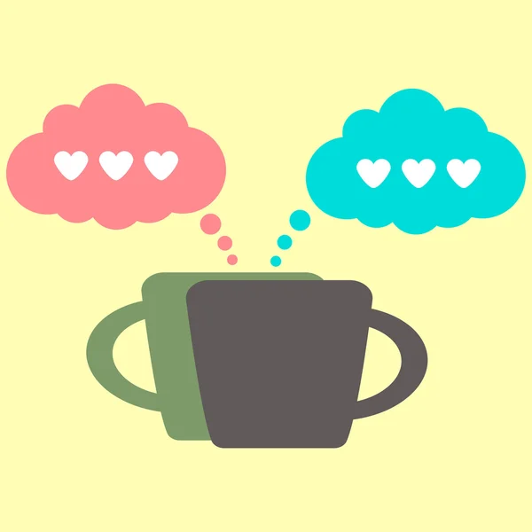 咖啡的图标和恋人谈话 — 图库矢量图片