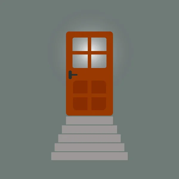 光の後ろのドアへの階段 — ストックベクタ