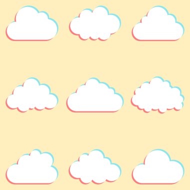 renkli kenarlar ve simgeler için bulut bulutlar ayarla 