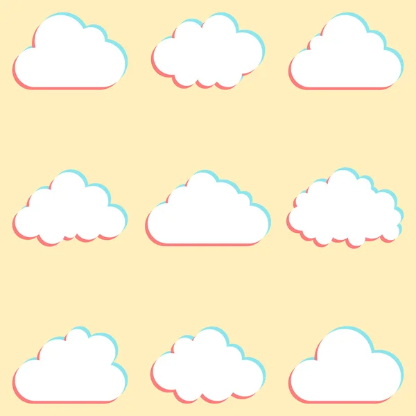 Clouds set with colored edges and icons for cloud computing for — Stock Vector