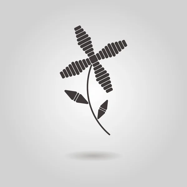 Abstrakt blomma ikonen med skugga — Stock vektor