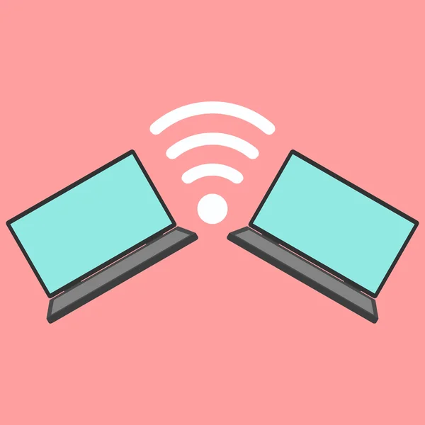 Laptops com ícone wi-fi —  Vetores de Stock