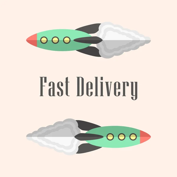 Fast delivery concept with rockets — Stock Vector