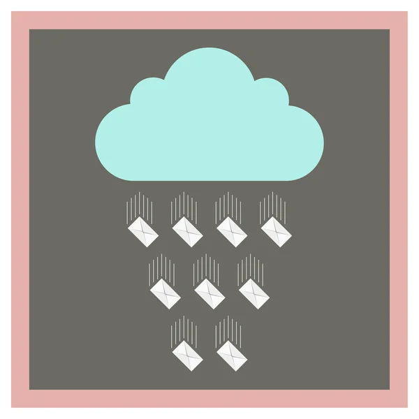 Cloud from which fall envelopes — Stock Vector